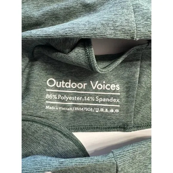 OUTDOOR VOICES Heather Green Slashback Crop Top High Neck Women's Medium - Picture 3 of 6